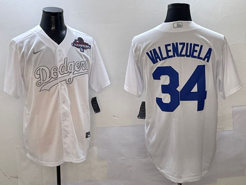 Men Los Angeles Dodgers #34 Valenzuela White Fashion Edition Game 2025 Nike MLB Jersey style 4->los angeles dodgers->MLB Jersey